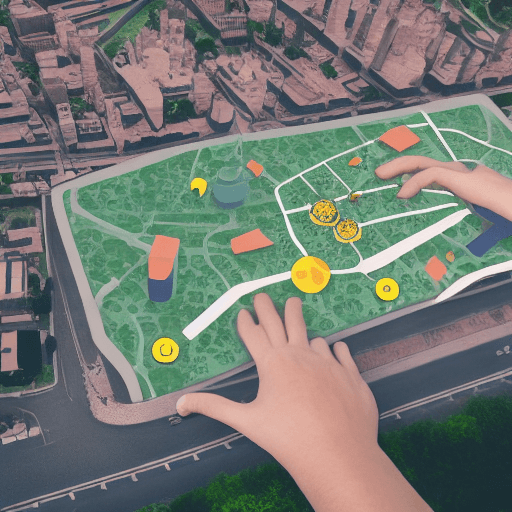 AI generated: hand pointing city mockup