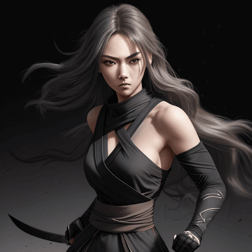 AI generated: Hyper realistic , daylight, indirect lighting, AD magazine, ninja, girl, niji style, painterly, brus...