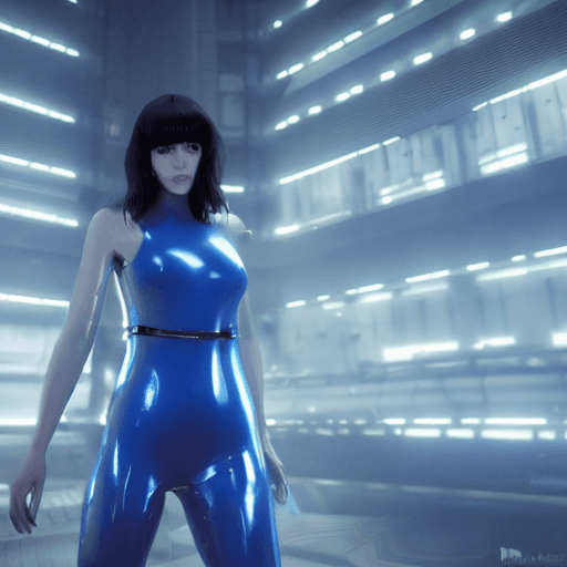 AI generated: girl, blade runner, ghost in the shell, cyberpunk, beautiful blue eyes, ultra realistic, cinematic a...