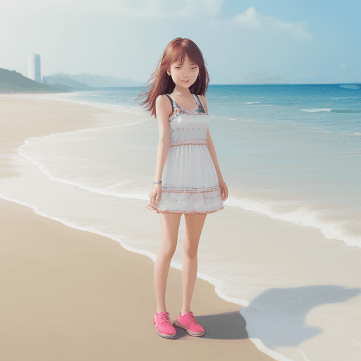 AI generated: yong girl on beach 
