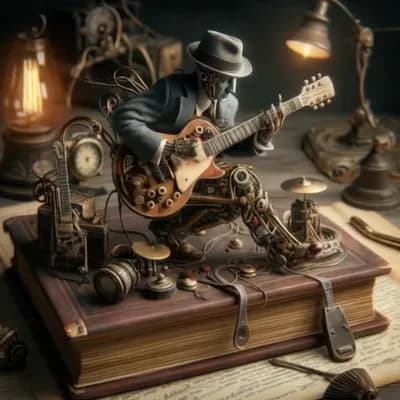 AI generated video:  hombre tocando la guitarra electrica