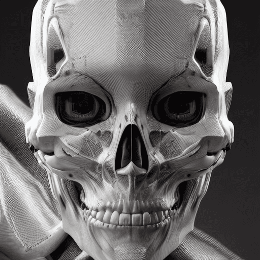 AI generated: 8K, (masterpiece*high detailed*highres), (portrait shot), sharp focus, soft lighting, robotic skull,...