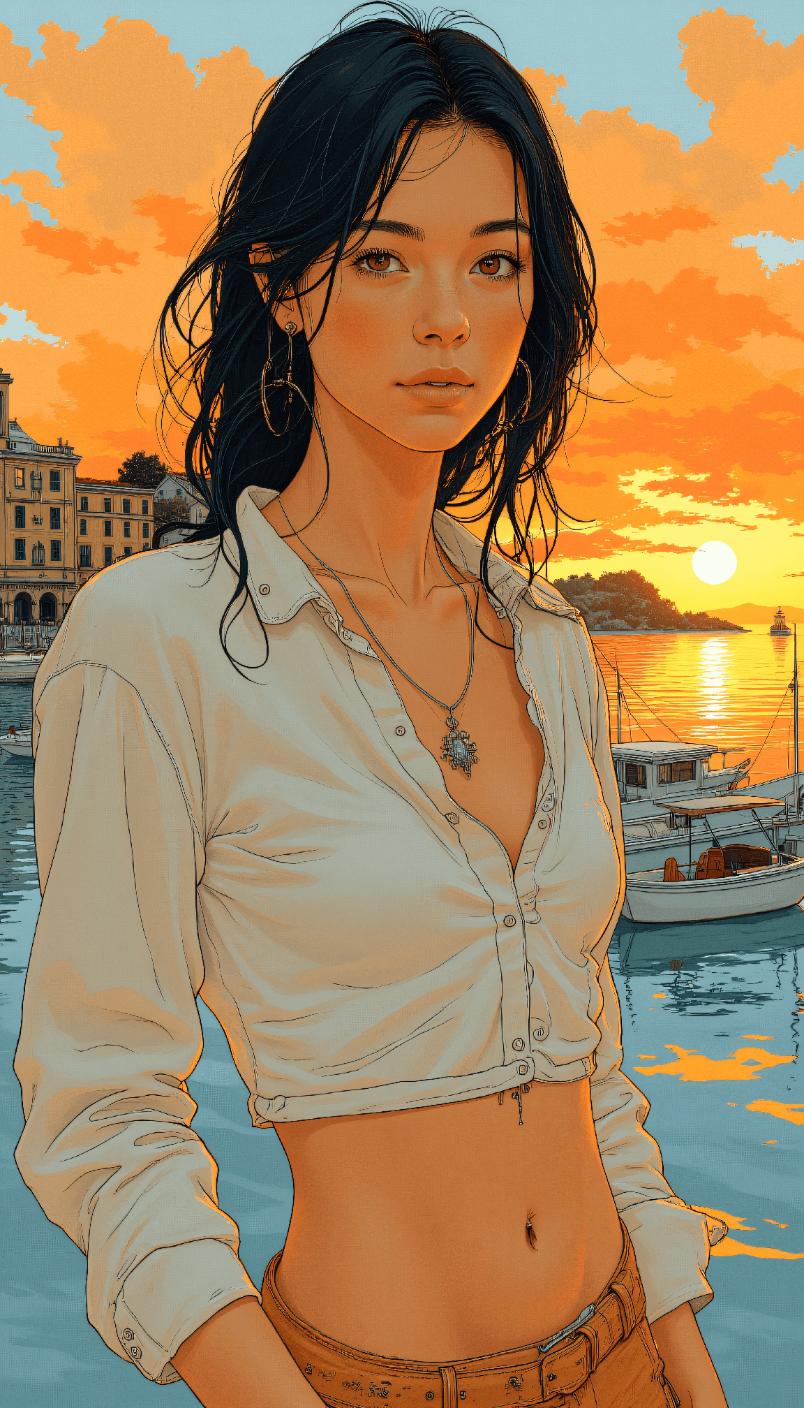 AI generated: This is a watercolor painting depicting a of a 24-year-old Turkish female glamorous socialite with a...