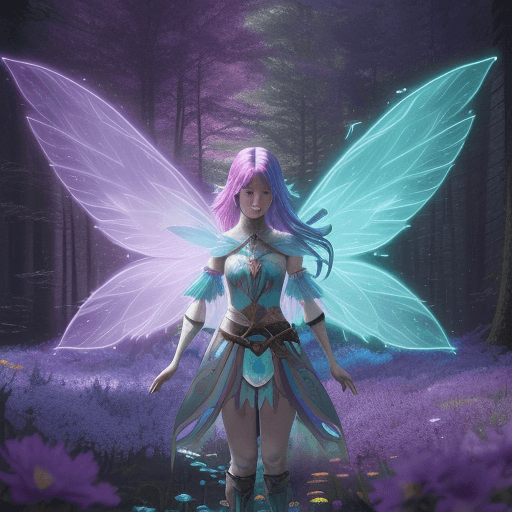 AI generated: Magical Forest scenery, chronomancer(a female), a time-manipulating mage,clean skin, particles of li...