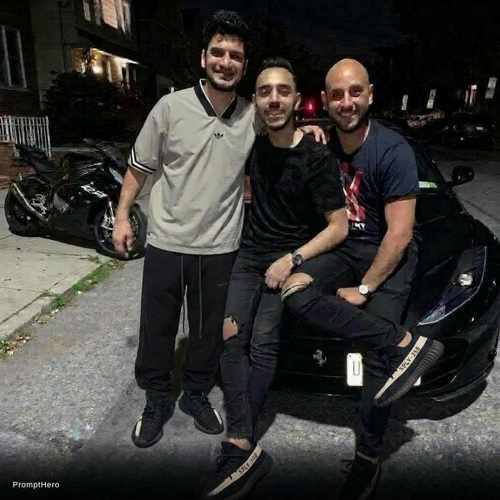 AI generated: The person who is on the left side change his shoes to be the uploaded shoes 