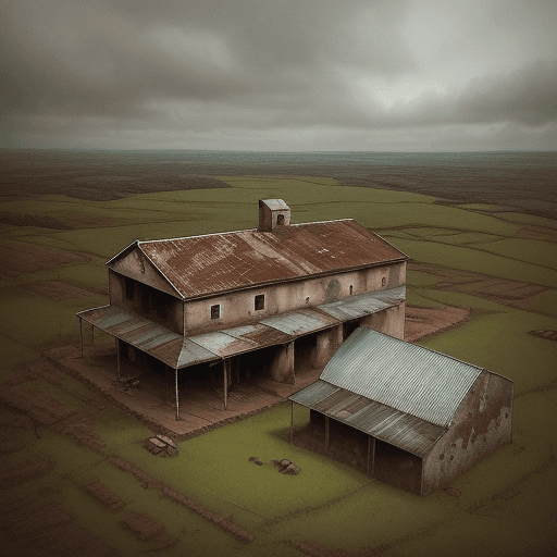 AI generated: Crie uma ilustração que retrate a atmosfera assustadora da fazenda abandonada 'Mc Rich' na cidade de...