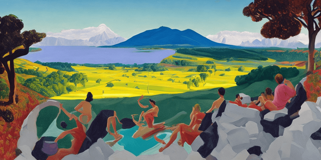 AI generated: epic view, epic scene, oil painting, neo rauch, david hockney, edward hopper