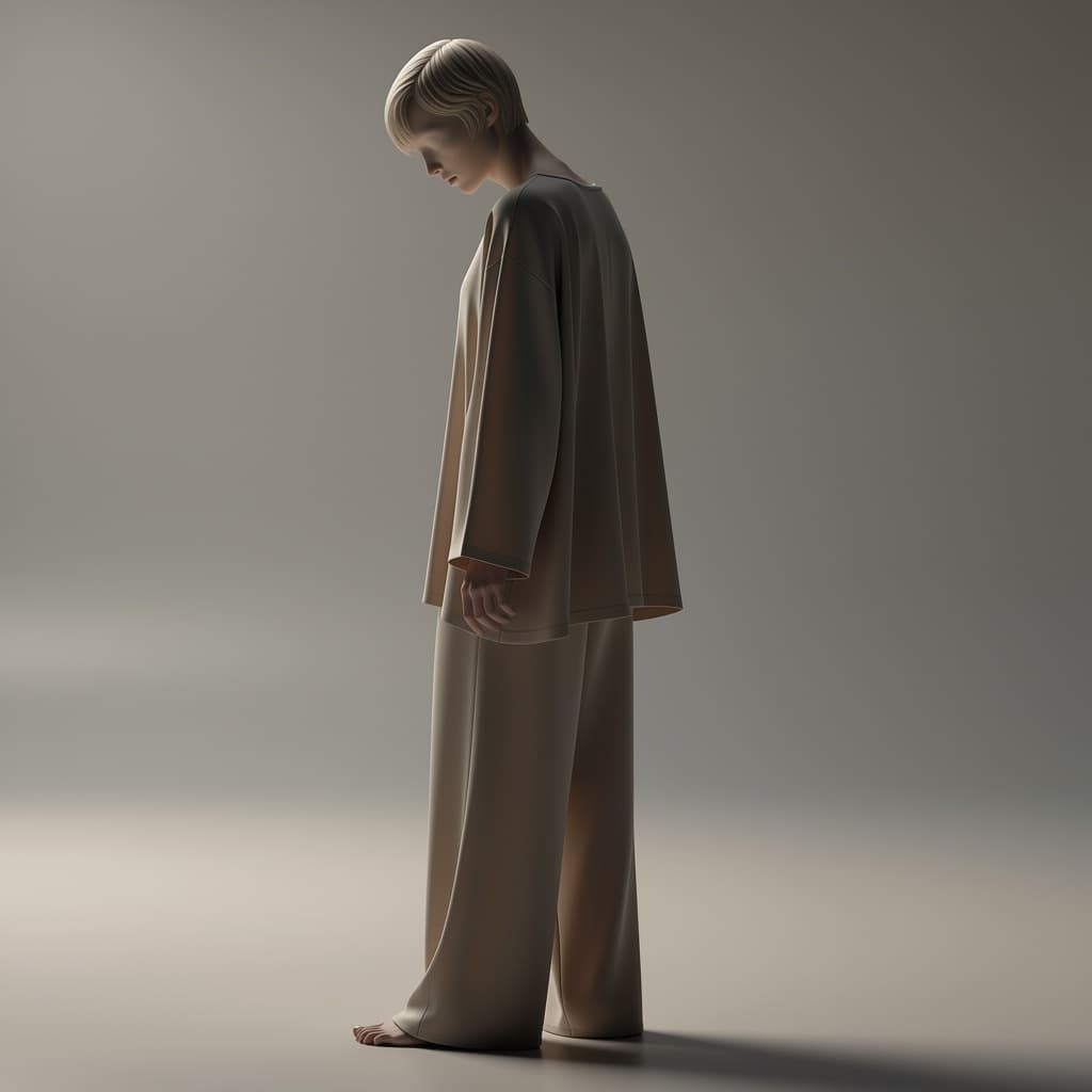 AI generated: same character, same pose, same framing,

subtle natural hair visible,
very short soft hair or close...