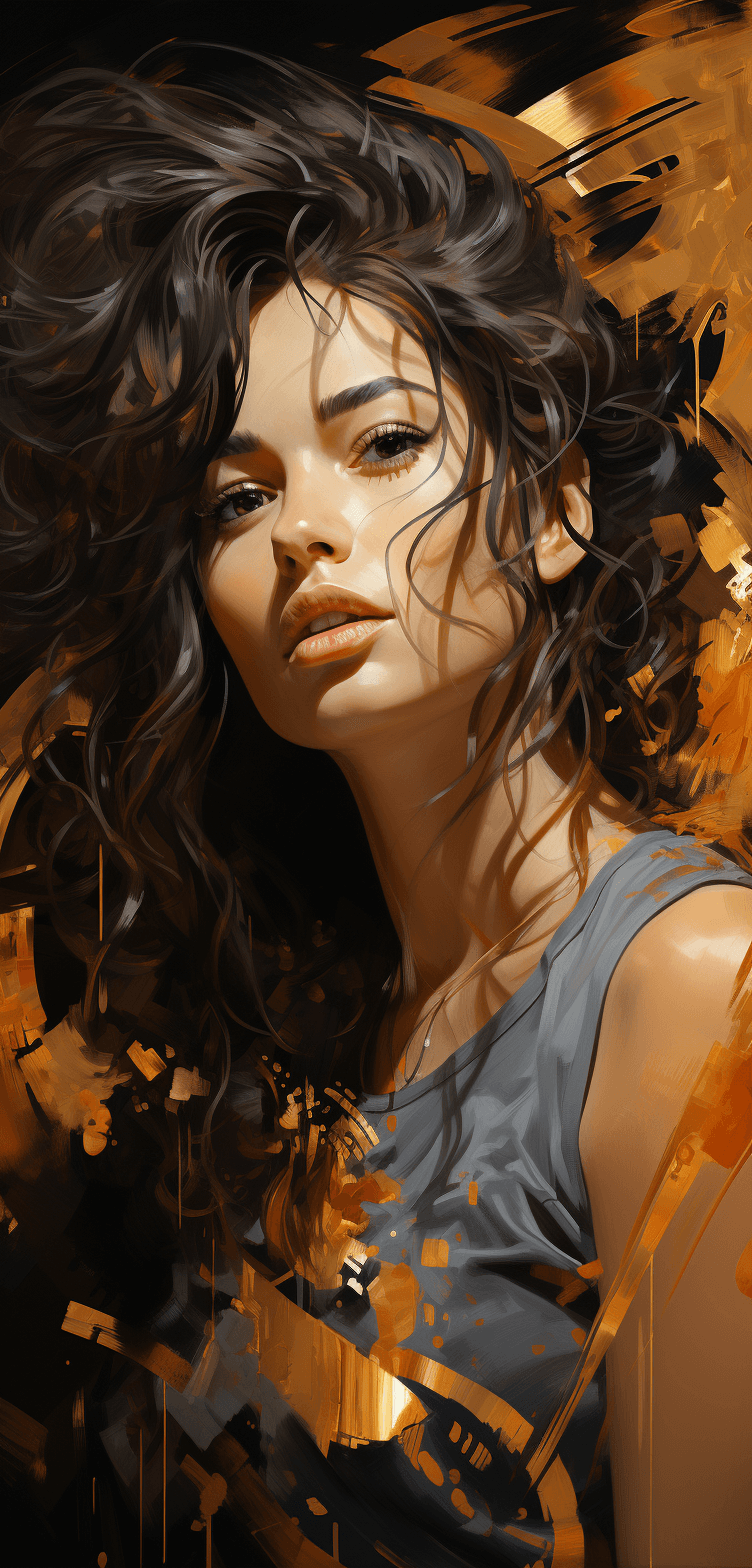 AI generated: new art : satara by johnny taylor, in the style of brushstroke-intensive portraits, cinematic elegan...