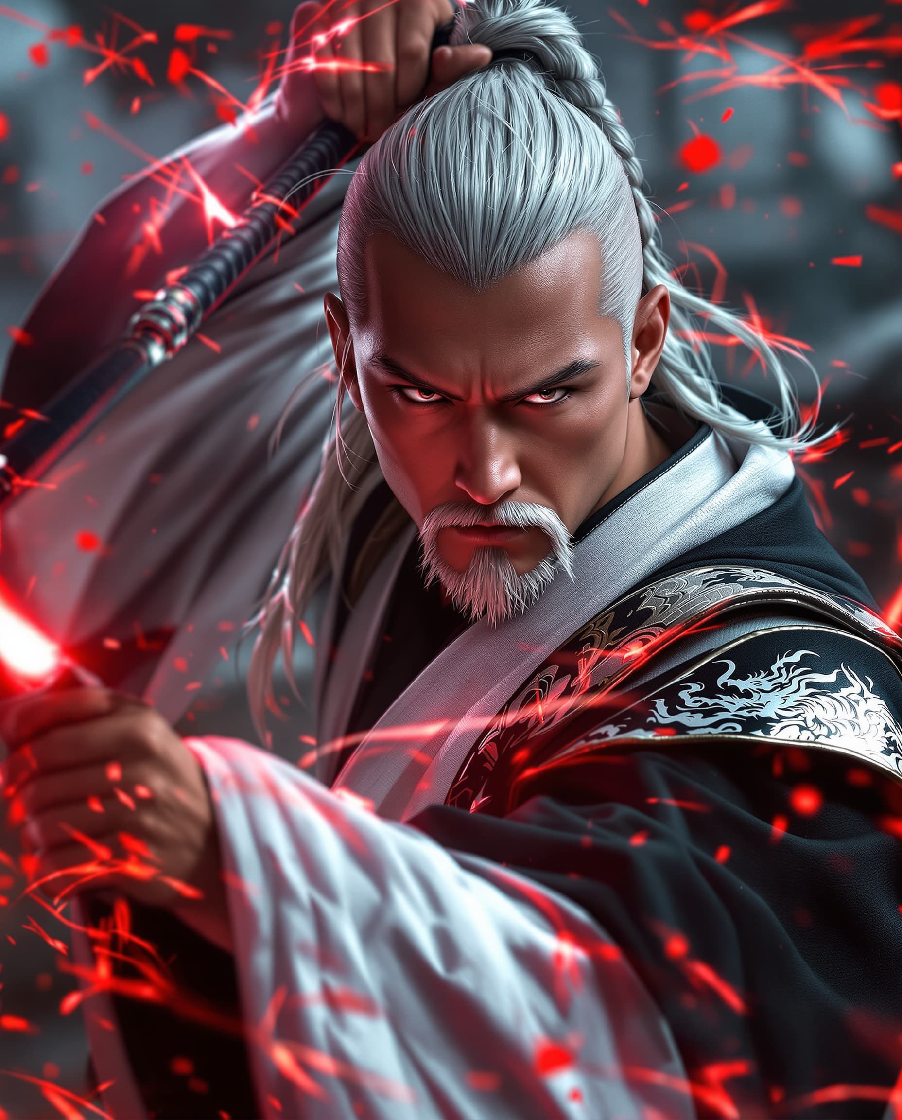 AI generated: mage is a high-resolution,spectacular   Star Wars perfect cinematic portrait with a Japanese feudal ...