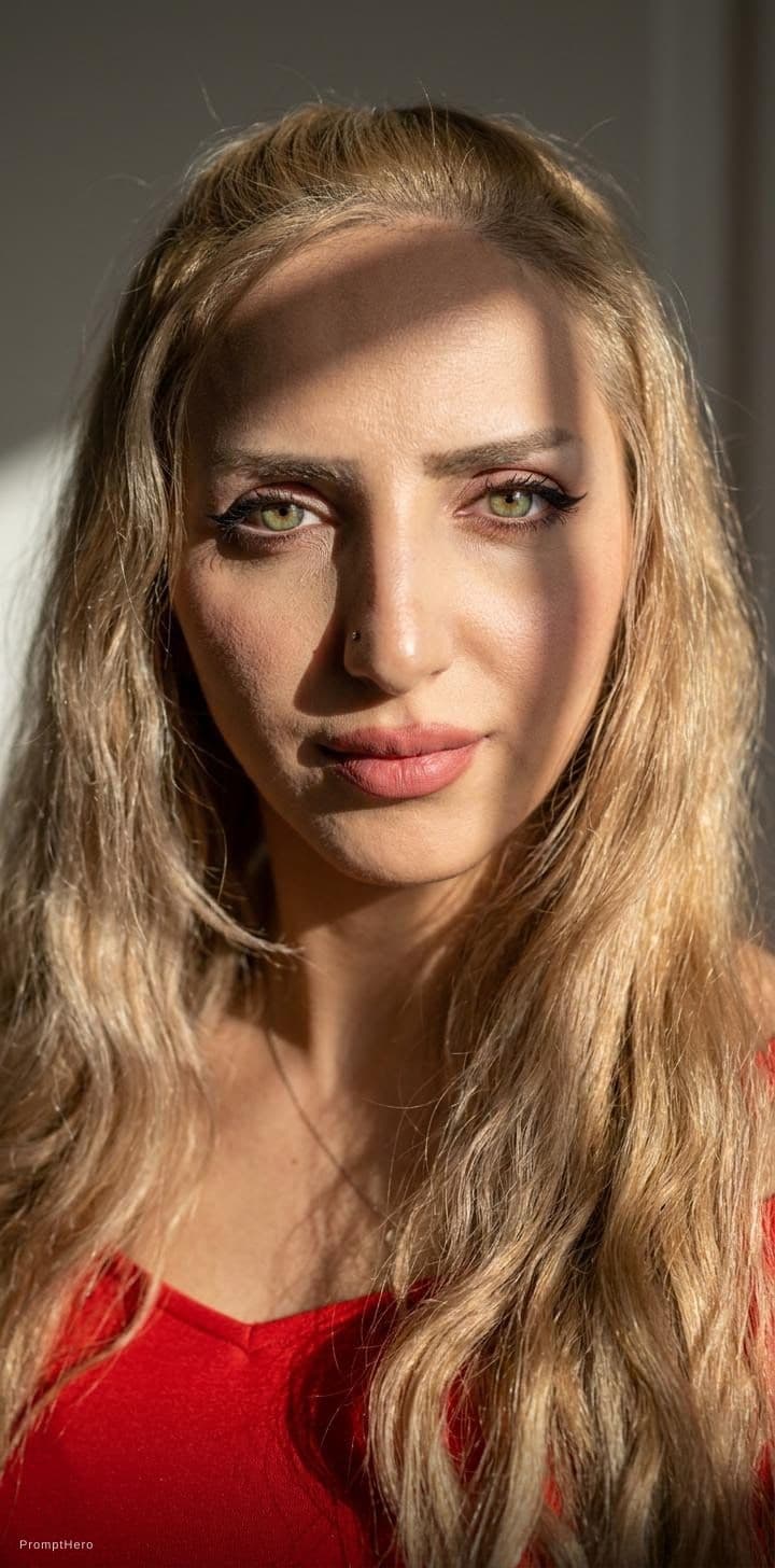 AI generated: high-resolution photograph, woman, stunning use of shadows, in the syle of crisp lines and forms,  U...