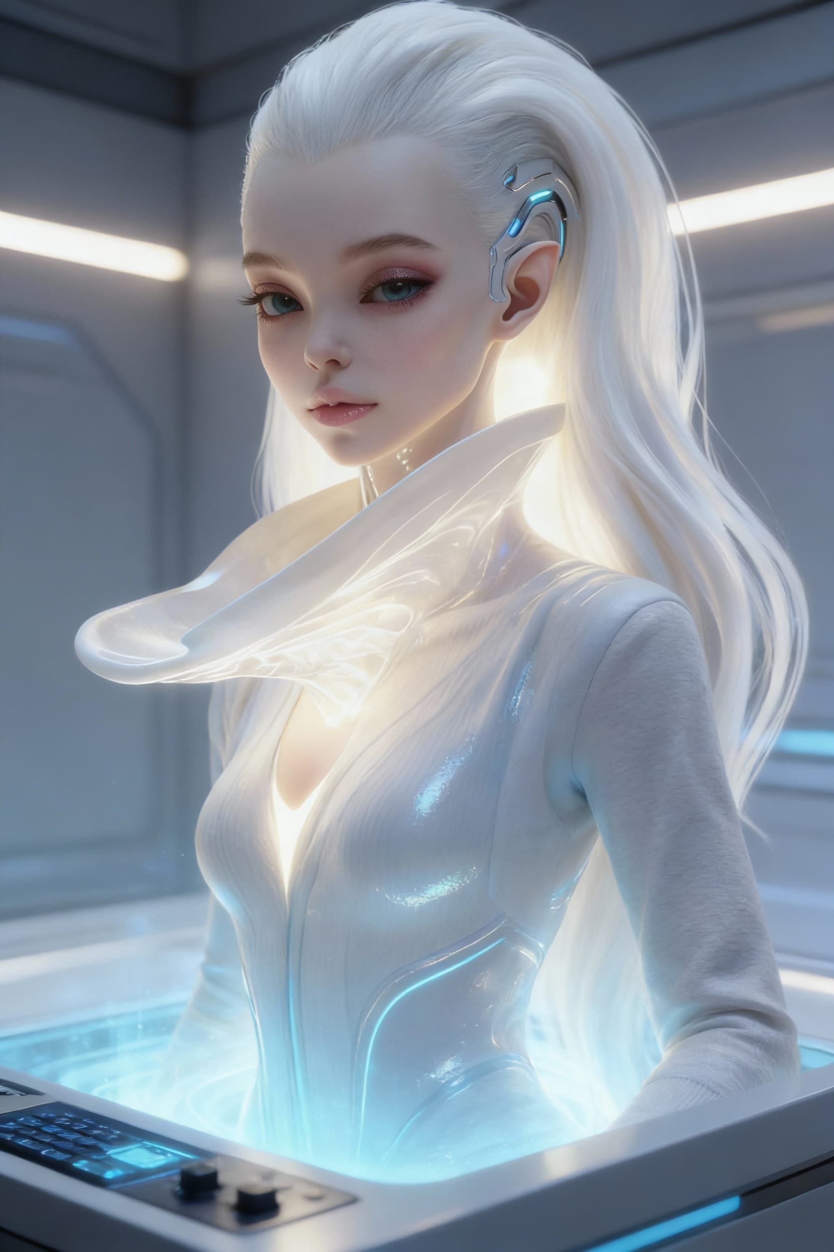 AI generated: Use Reference Images to imagine, in detail, an AI construct of the character emanating from a consol...