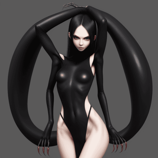 AI generated: ultra skinny girl with long black curved claws, 
