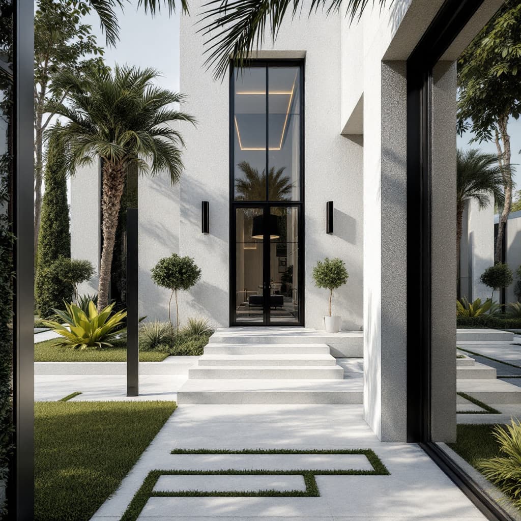 AI generated: luxury villa black windows and white stone 
