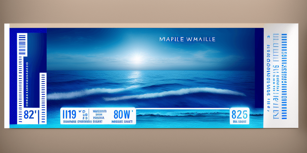 AI generated:  Hyper realistic printed ticket pdf, with name Waveline-mar.com, with draw deep blue sea, serious, b...