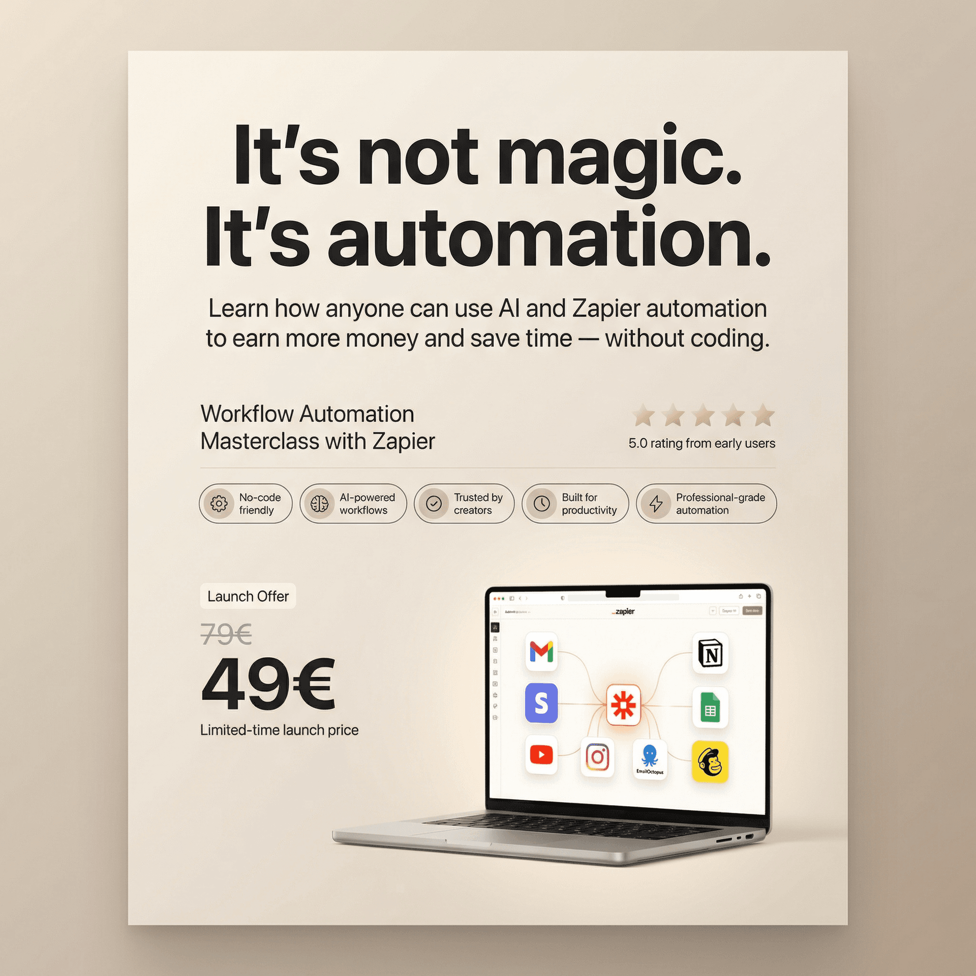 AI generated: Minimalist high-end advertising poster with a premium lifestyle-tech and SaaS aesthetic, designed fo...