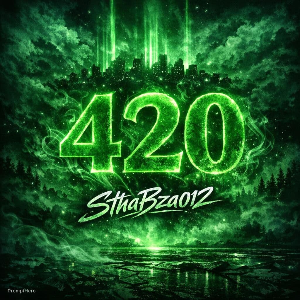 AI generated: I want a decent picture for my art cover name of the song is 420 by SthaBza012 please don't include ...