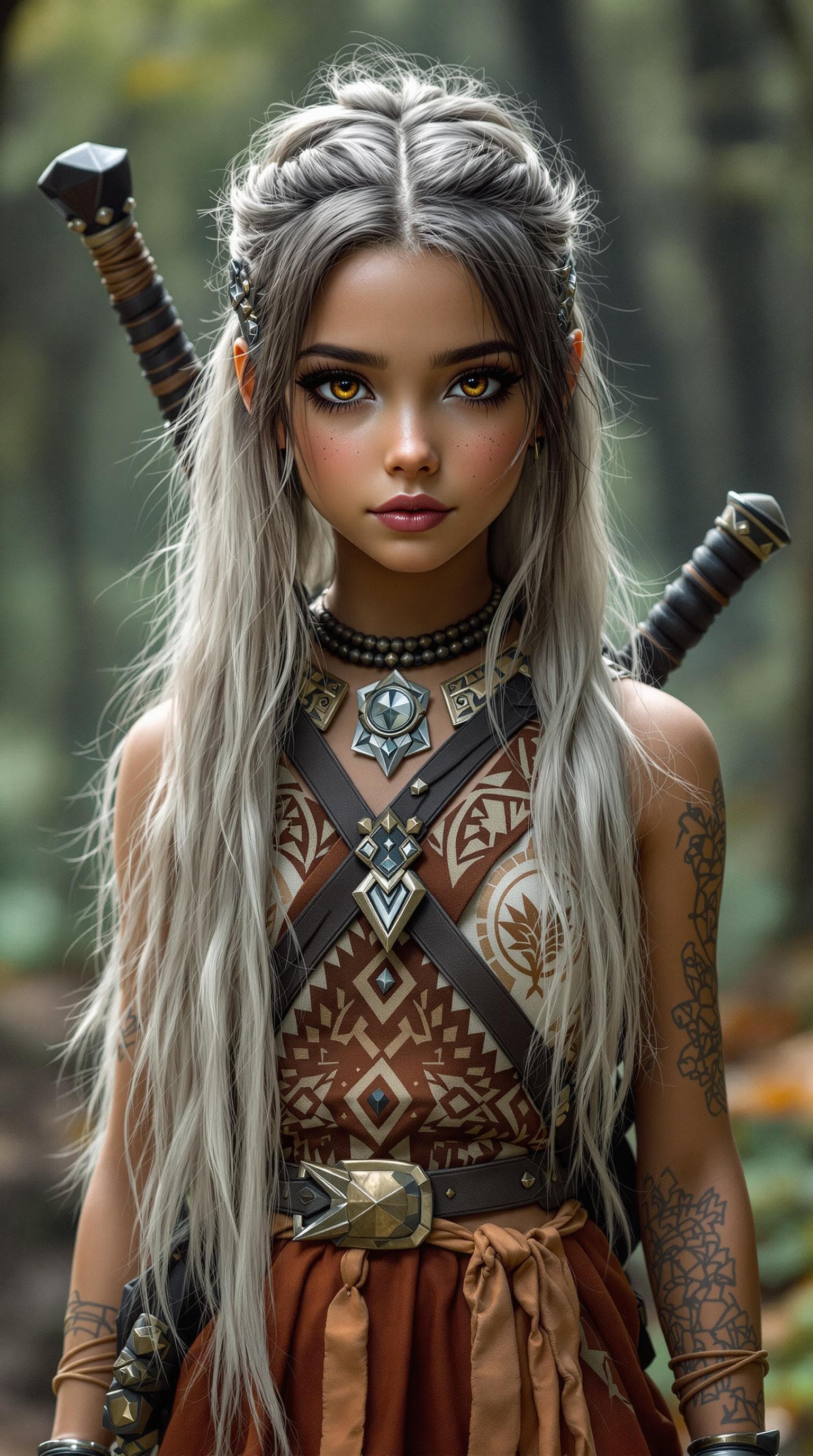 AI generated: a professional photo of a exceptionally of the most beautiful Aztec girl in the world, (age 11), Saf...