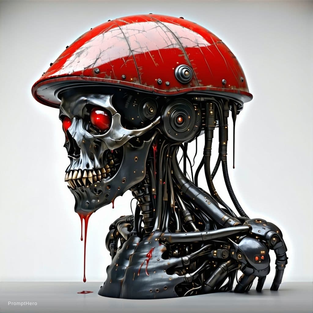 AI generated: Imagine a grotesque, organic, biomechanical creature, fused with elements of Chavismo in a dark and ...