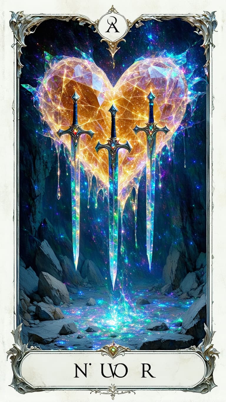 AI generated: Tarot card frame with photo placeholder romantic  card will feature hyper-realistic gold, opal quart...