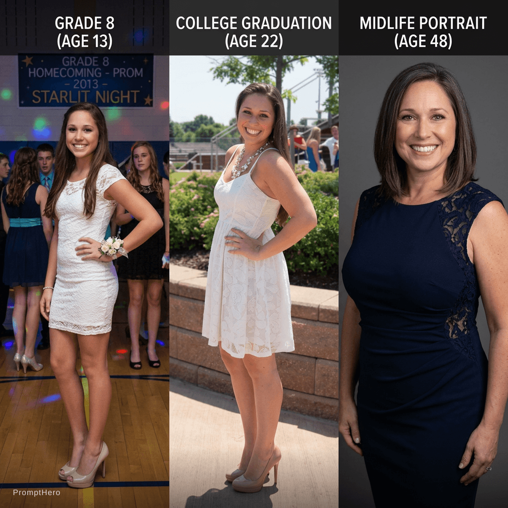 AI generated: At the grade 8 homecoming/Prom dance wearing short-length form-fitting minidresses and stiletto high...