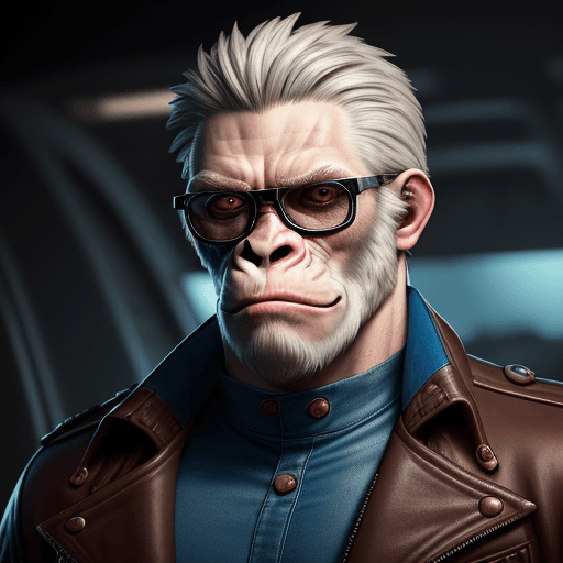 AI generated: ((extreme detail)),(ultra-detailed), Male, anthropomorphic, White Gorilla, blue eyes, detailed face,...