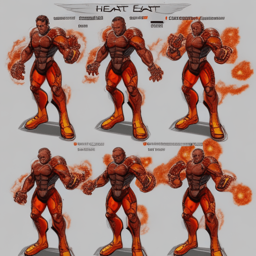 AI generated: HeatBlast, character sheet