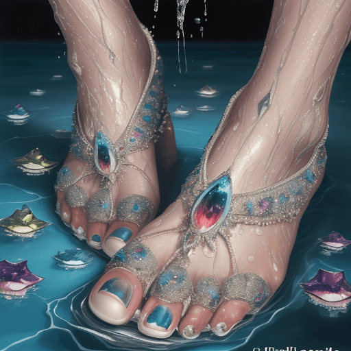 AI generated: a close up of a woman's foot in water, a photorealistic painting, by Julian Schnabel, tumblr, hyperr...
