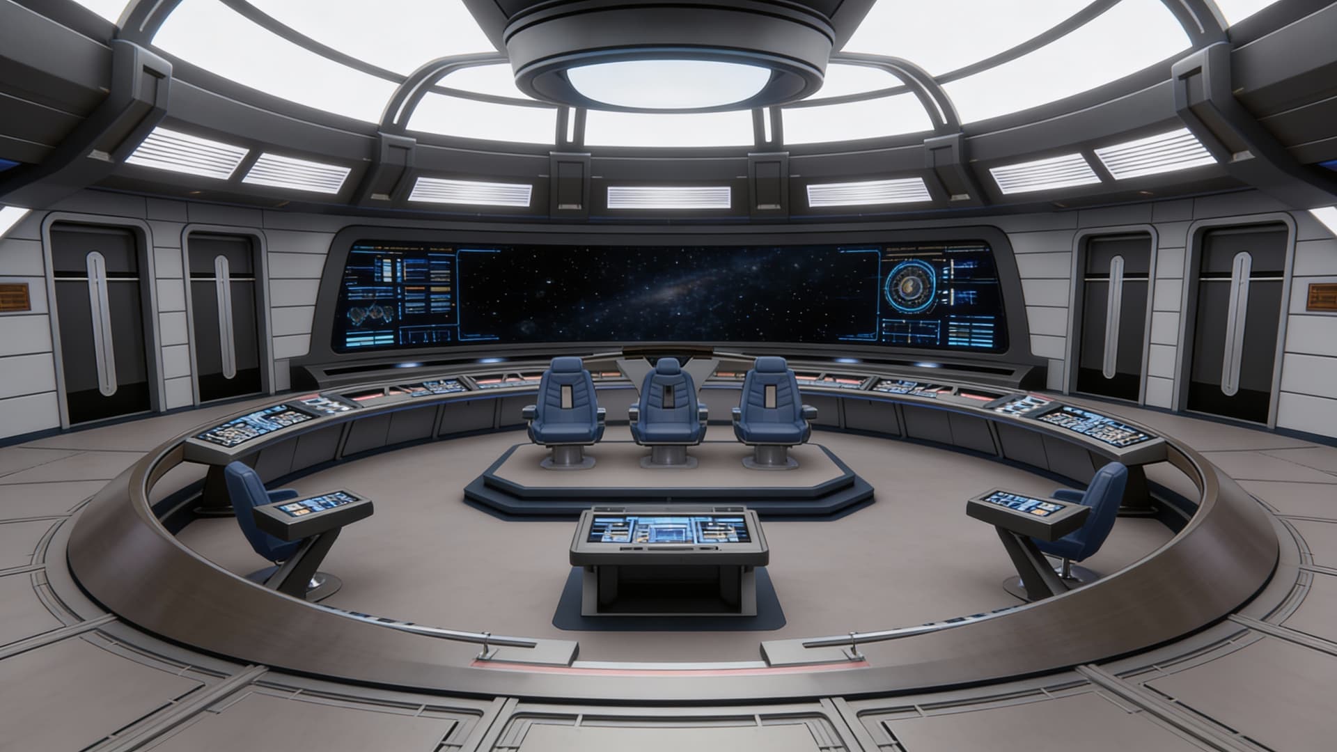 AI generated: Use the Reference Images to imagine, in detail, a Spacecraft 'C-shaped' Bridge design. Show Change i...