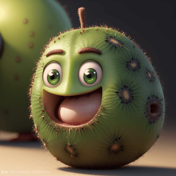 AI generated: A happy kiwi fruit, Pixar Style, perfect composition, 8k artistic photography, photorealistic concep...