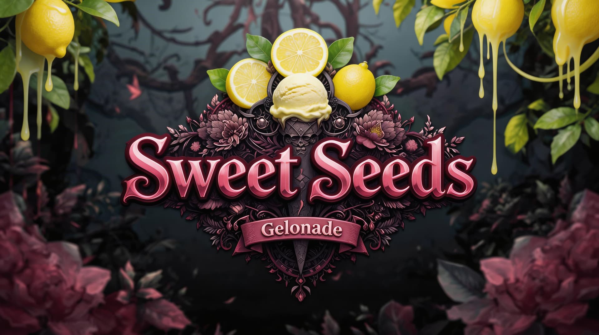 AI generated: Creat a Image in the same direction like the uploaded Picture, but use a Text with "Sweet Seeds " an...