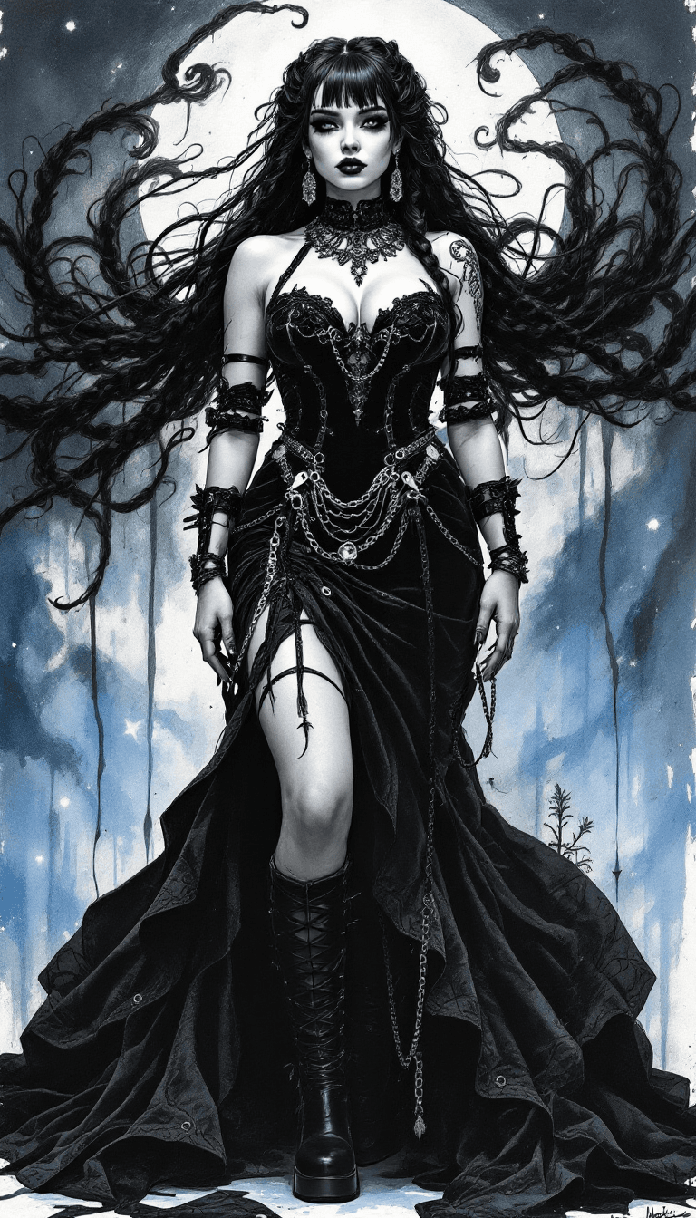 AI generated: A dramatic and surrealistic ink artwork that blends ultra-realism with punk-inspired gothic elements...