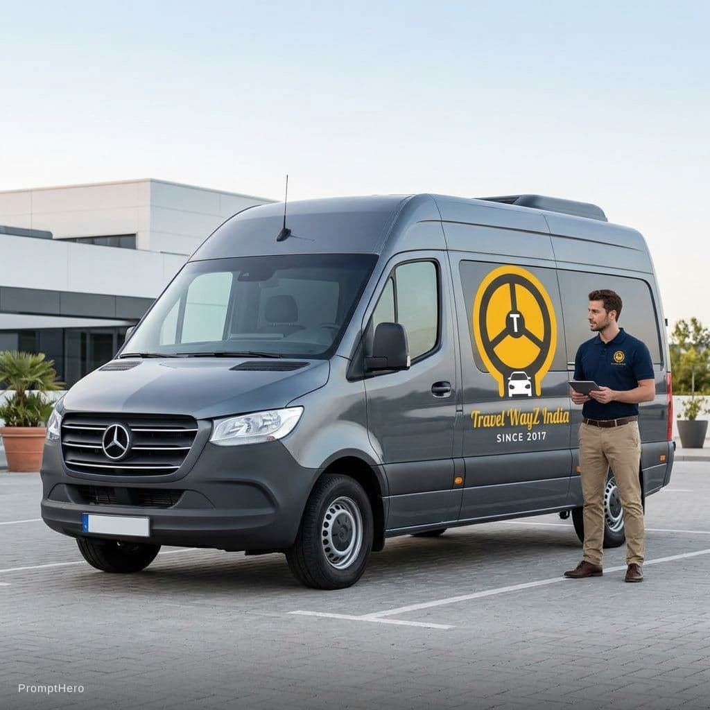AI generated: a company transportation and just one person neer by van