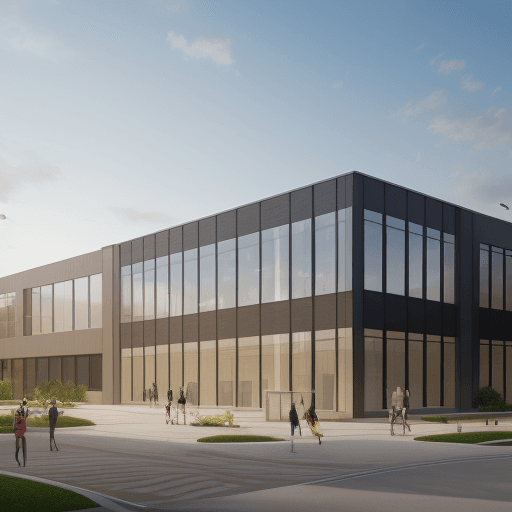 AI generated: Architectural exterior hyper realistic rendering of a school with modern and creative decoration fac...