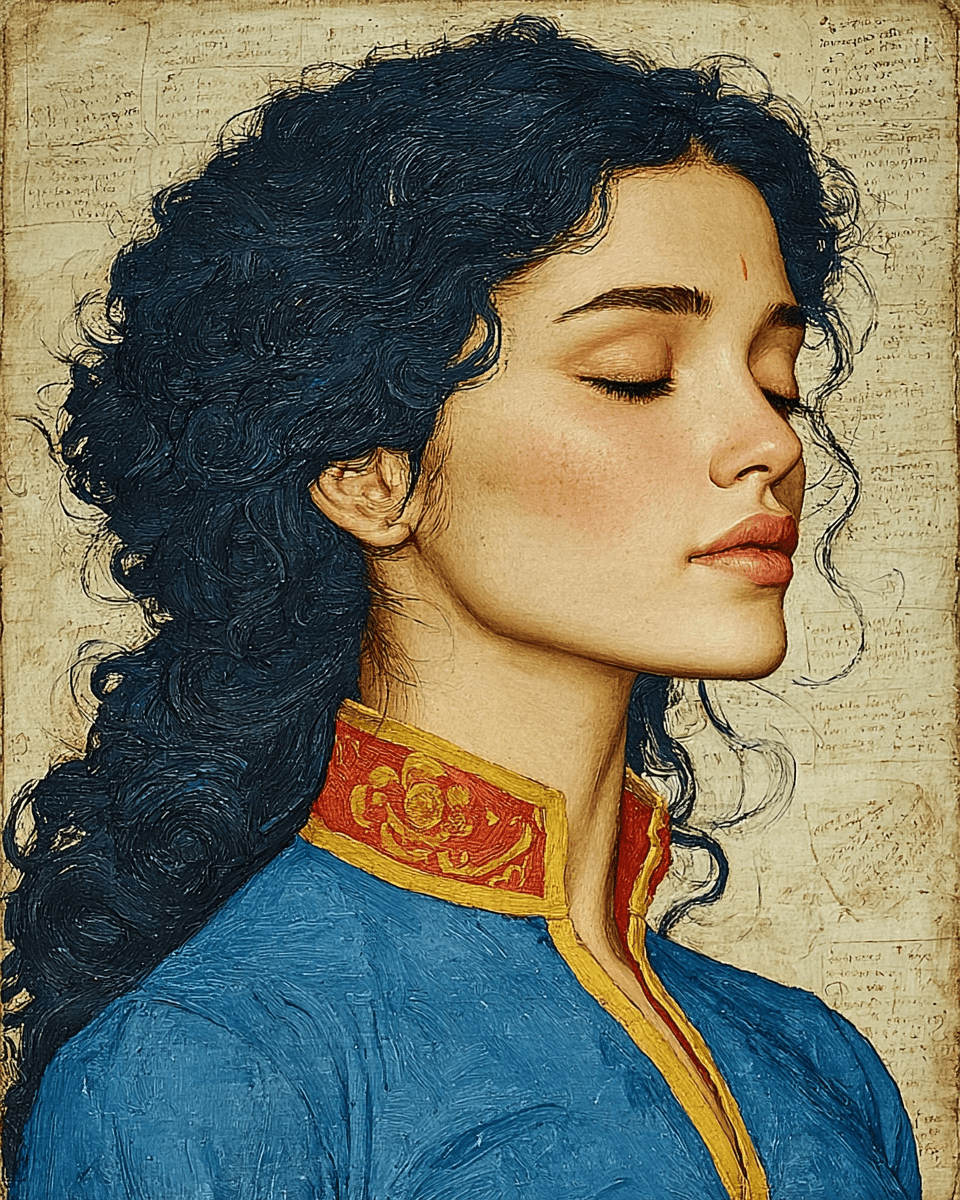 AI generated: impressionist oil painting of a woman, side view, expressive facial features, stunningly accurate an...