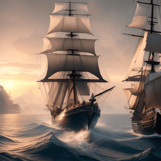 AI generated: Photo of a ultra realistic sailing ship, dramatic light, pale sunrise, cinematic lighting, battered,...