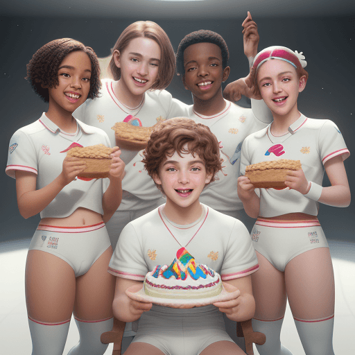AI generated: A team comprised of young gay harry oitter white  year 10 old collegiate everyone's wearing white br...