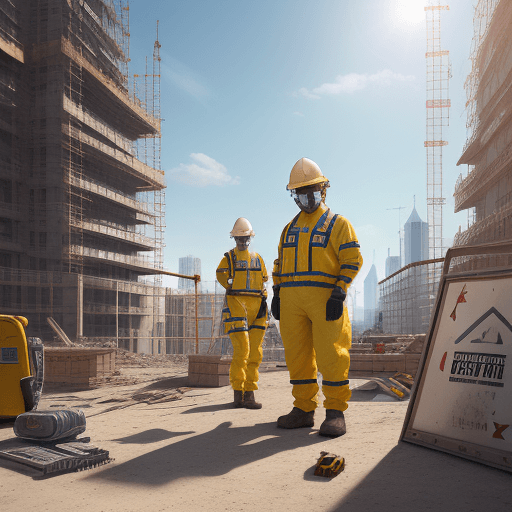 AI generated: a hyper realistic image working people wearing personal protective equipment to work, in a construct...