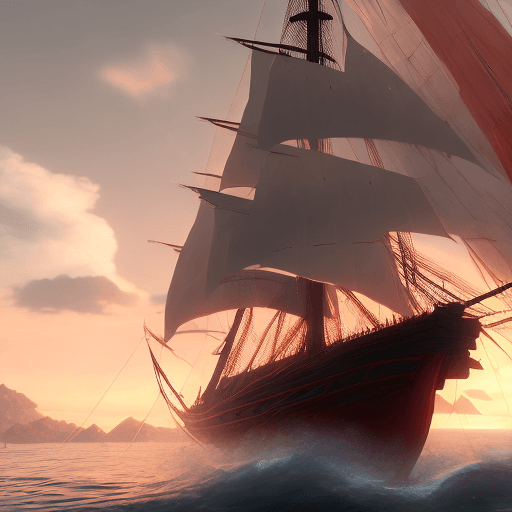 AI generated: Photo of a ultra realistic sailing ship, dramatic light, pale sunrise, cinematic lighting, battered,...