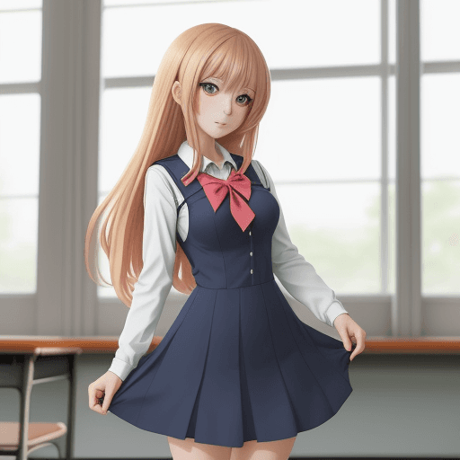 AI generated: A   gorgeous looking  anime girl in a school dress , long shot, anime style
