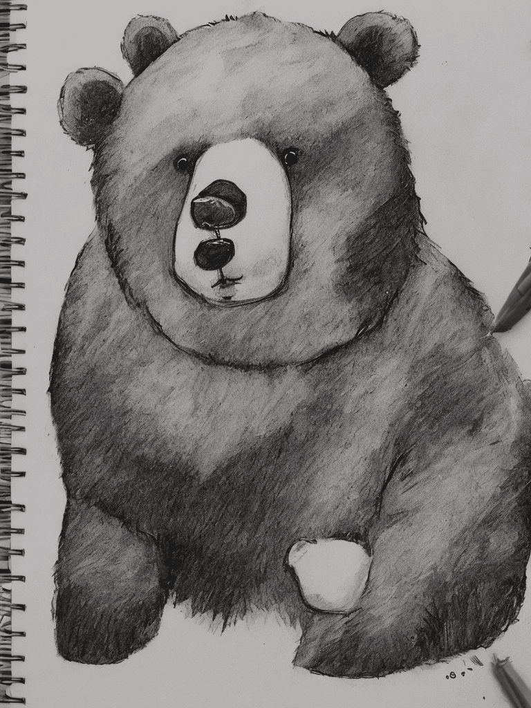 AI generated: a comic bear in monochrom sketchbook style