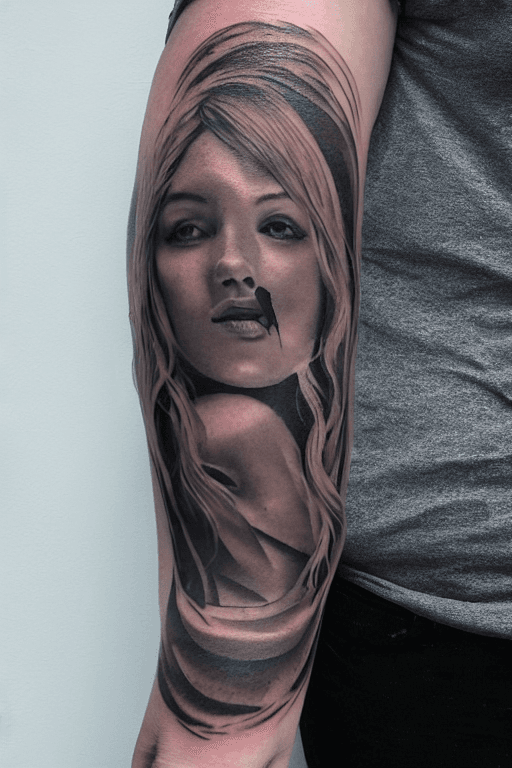 AI generated: hyper realistic lowpowly mesh arm  tattoo , daylight, indirect lighting,