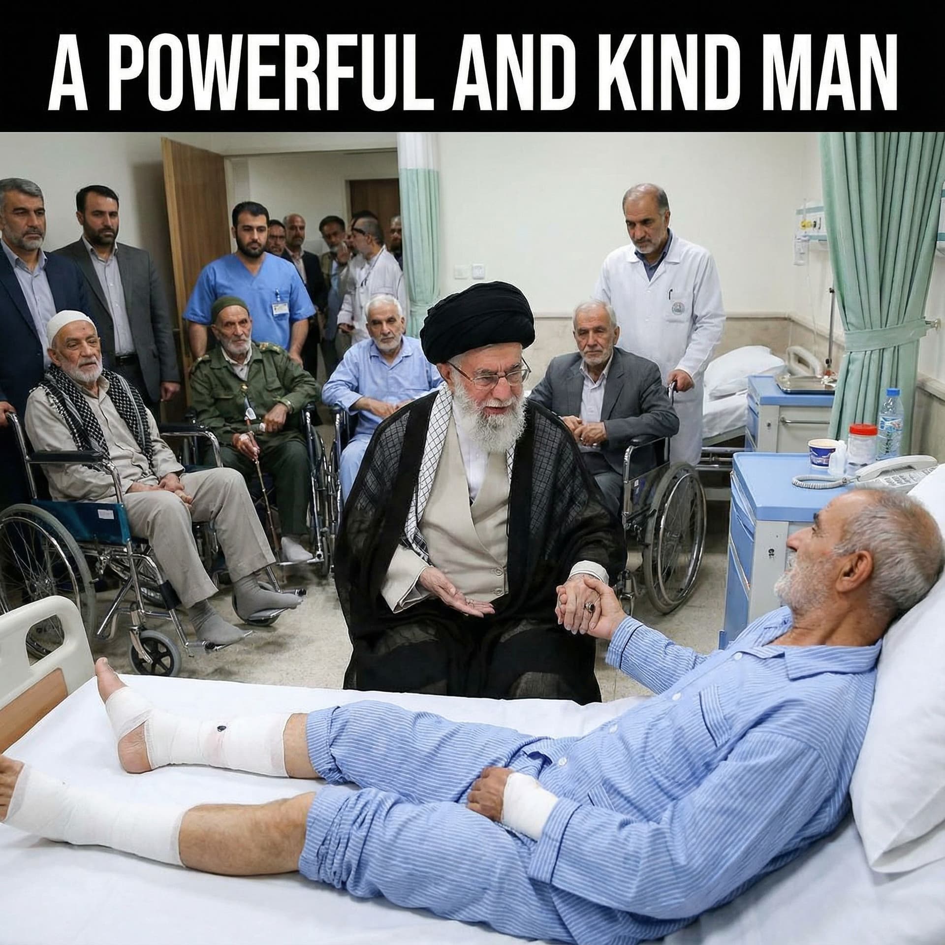 Nano Banana prompt: یک عکس از آقای خامنه ای بساز که در حال عیادت از جا...