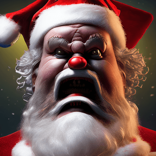 AI generated: santa clause, christmas tree,presents,nightmare Version, greg rutkowski and Guillermo del Toro, dyna...