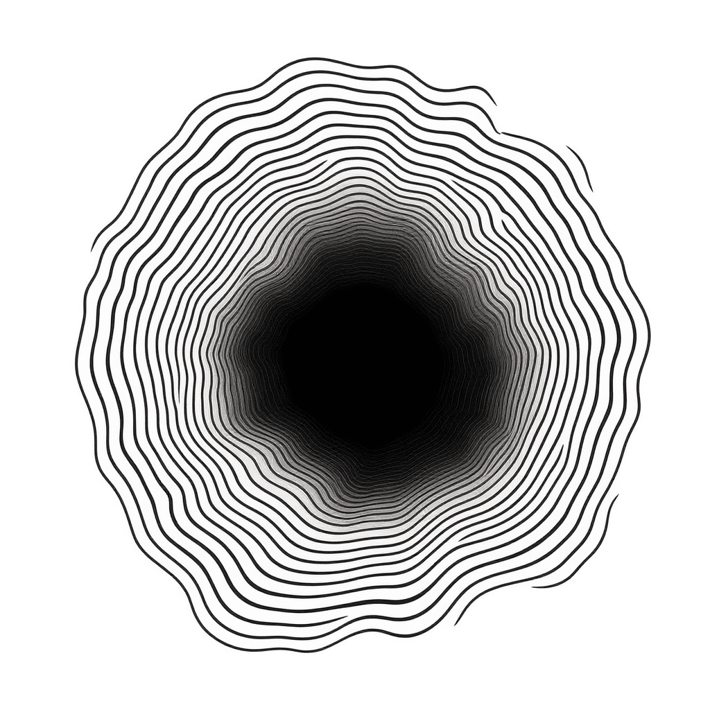 AI generated: A minimal black and white abstract topographic shape, featuring fluid, organic contour lines forming...
