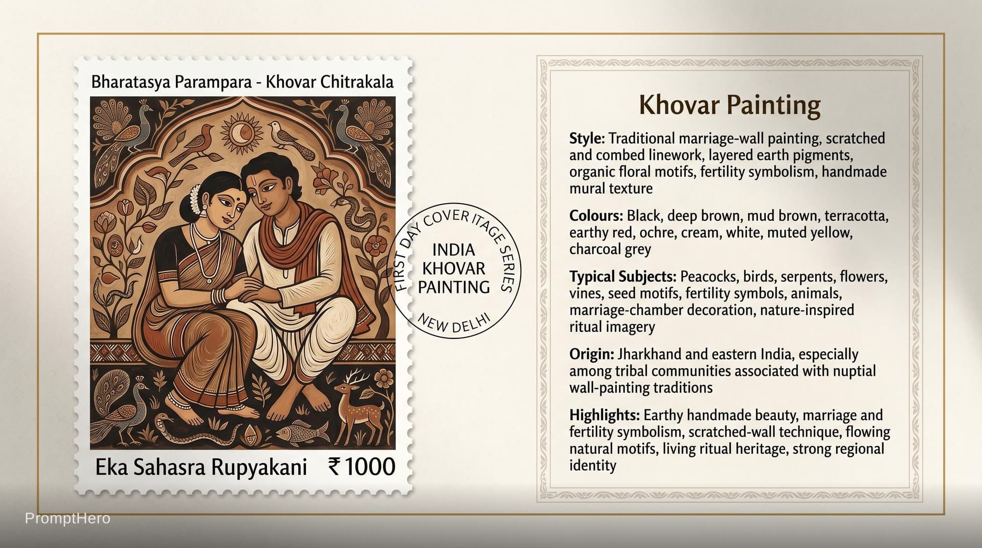 AI generated: Create a 16:9, 4K premium commemorative First Day Cover envelope inspired by India Post heritage des...