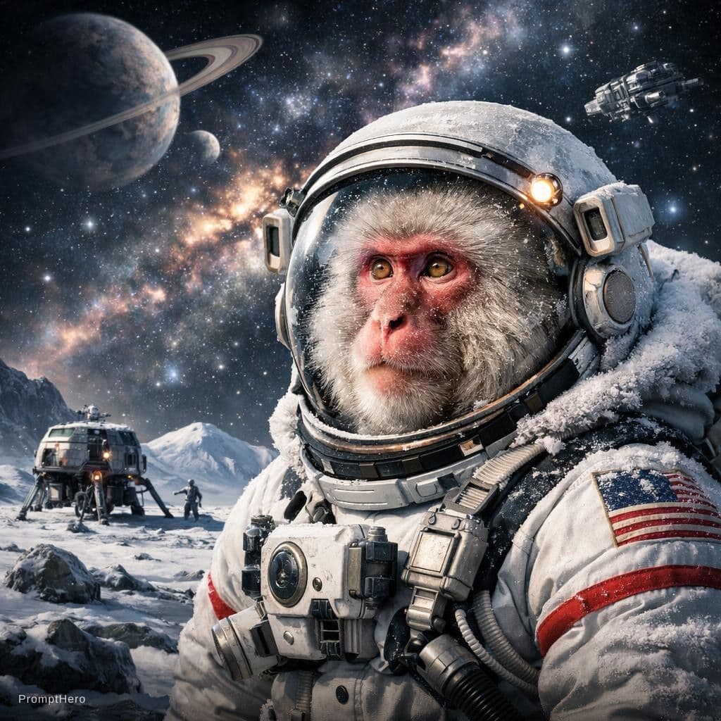 AI generated: snowmonkey, space --ar 3:4 --personalize usgl832 --v 6.1