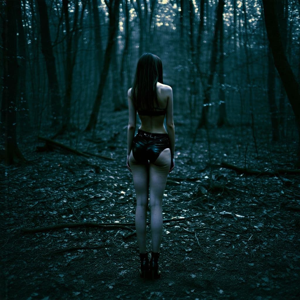 AI generated: A professional photo is in a forest clearing, creating an atmosphere of mystery and potential danger...