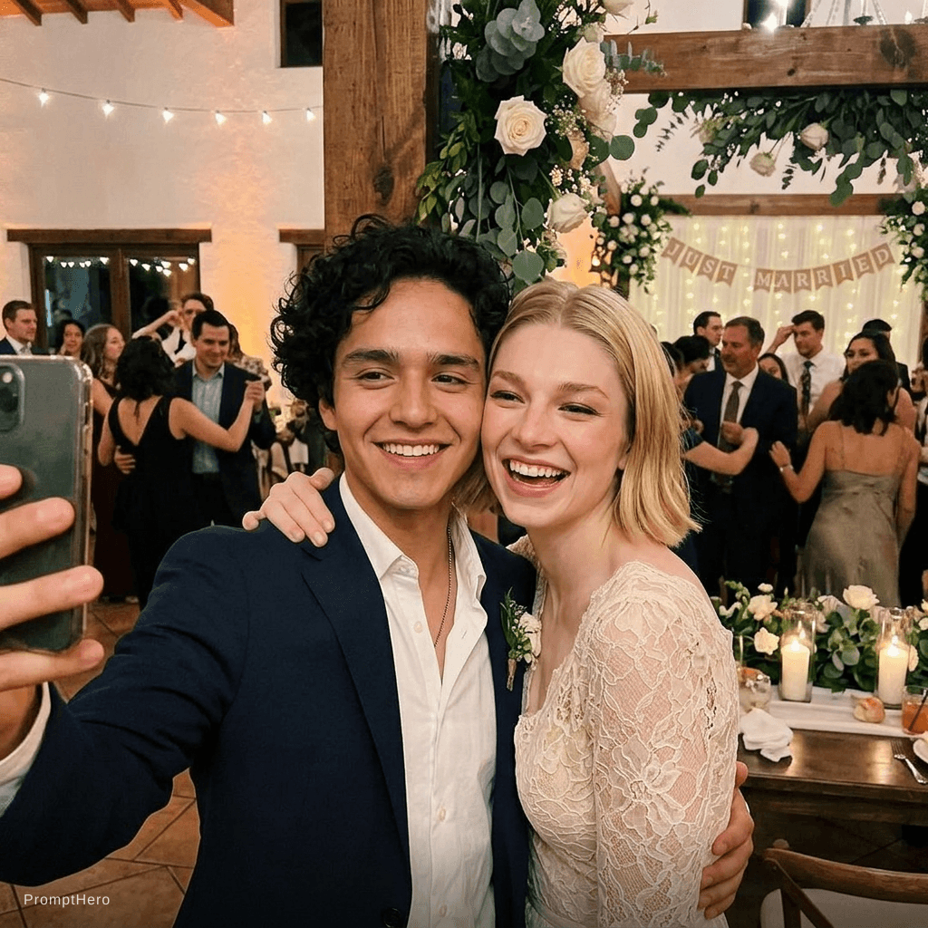 AI generated: with hunter schafer at our wedding