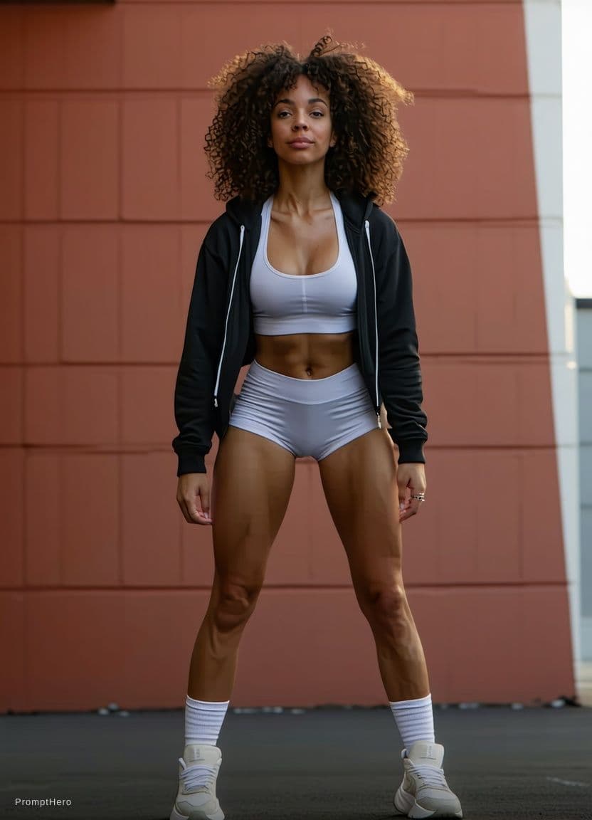 AI generated: Turn around with legs spread 